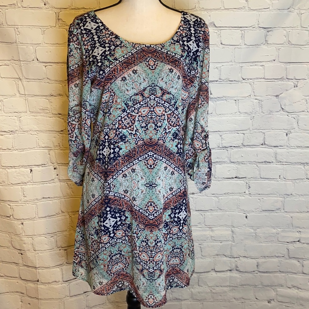 Speechless 3/4 sleeve Bohemian Tunic Print Dress